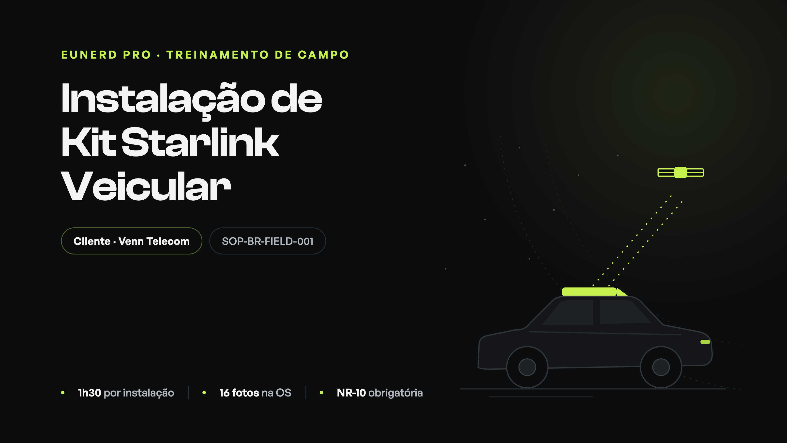 Capa do curso Instalação de Kit Starlink Veicular — Venn Telecom