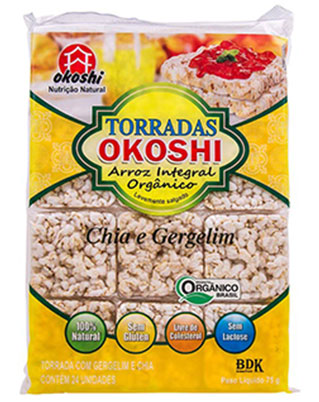 TORRADA OKOSHI ARROZ ORGANICO C/ CHIA /GERGELIM 75g