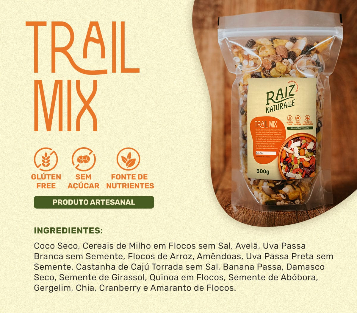 MUSLI TRAIL MIX SEM AÇUCAR