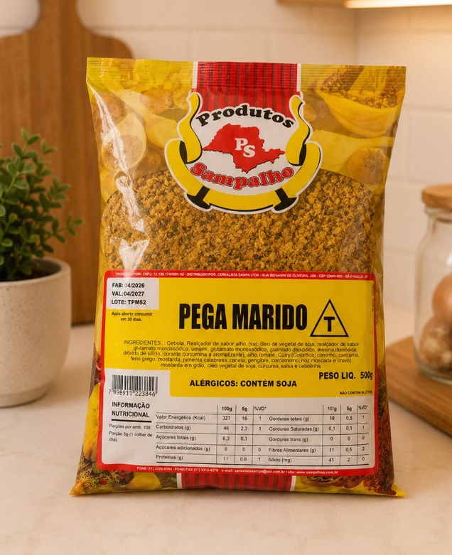 TEMPERO PEGA MARIDO (cebola,curry.relace sabor alho ,mostarda tomateespeciarias) atacado Elmar
