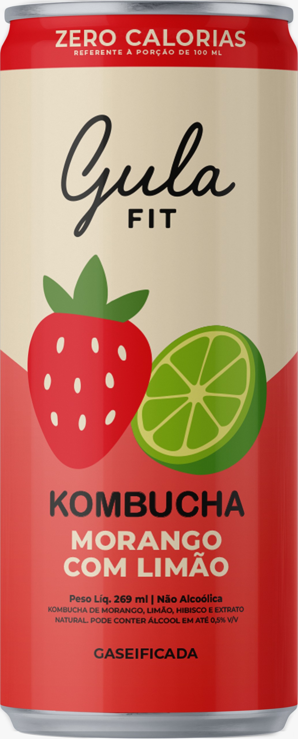 KOMBUCHA MORANGO COM LIMAO - 269 ML (GULAFIT)