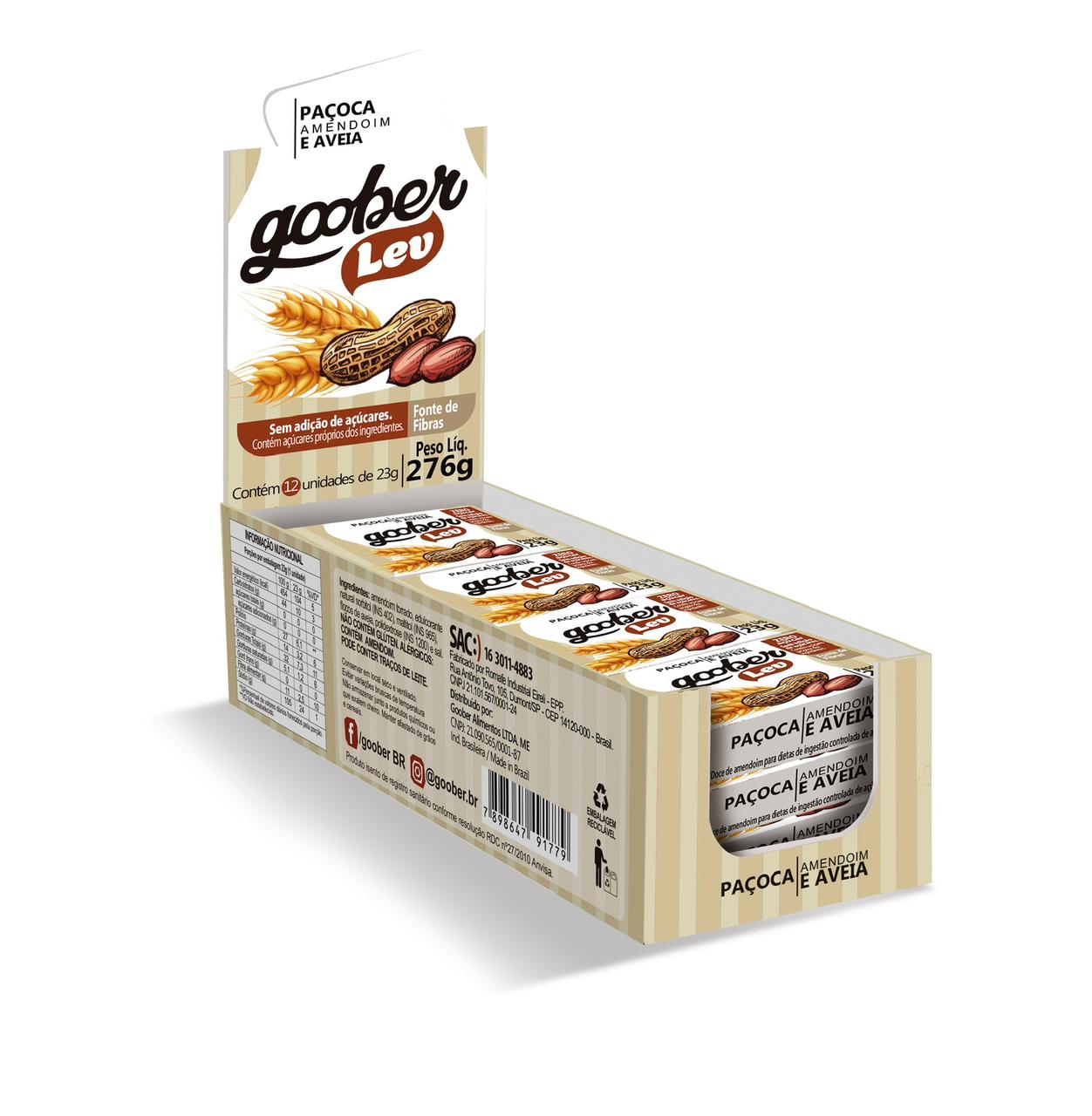 PAÇOCA C/AVEIA ZERO GOOBER