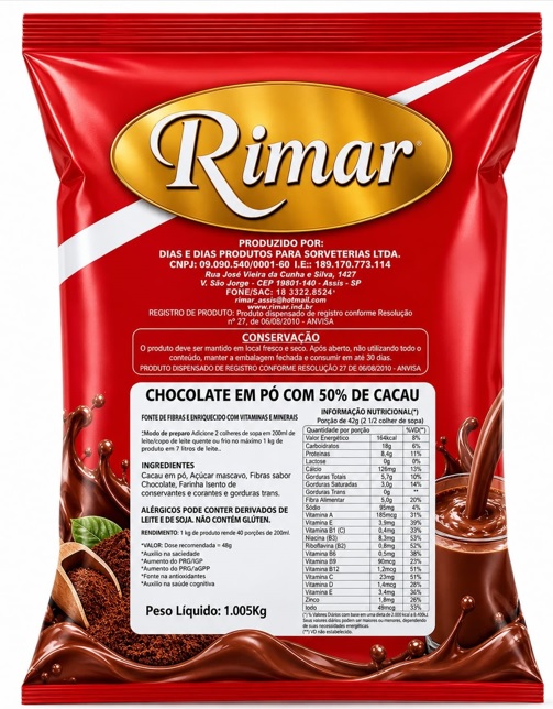 CHOCOLATE EM PÓ 50% CACAU RIMAR atacado Elmar