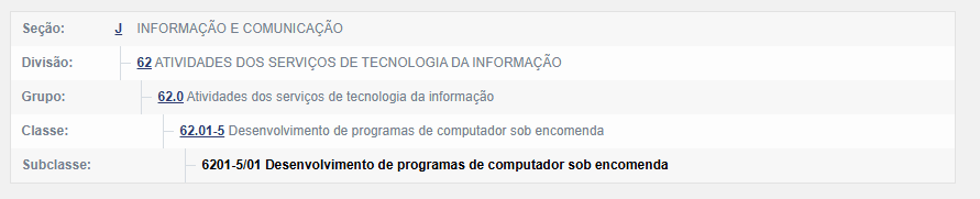 Como é formado o código CNAE