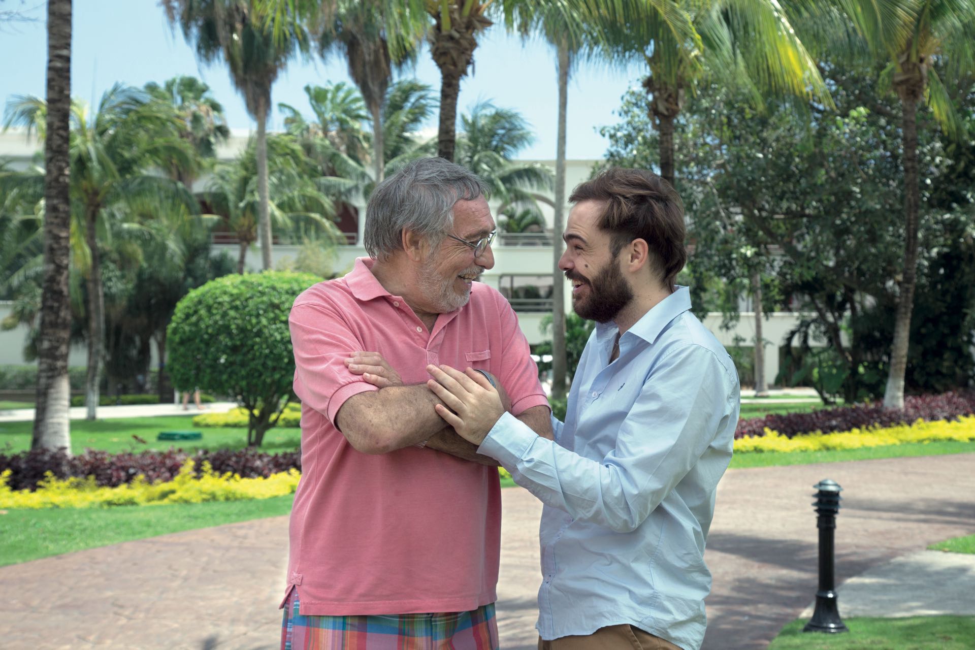 Luis Brandoni y Peter Lanzani en el hotel Hard Rock de México.