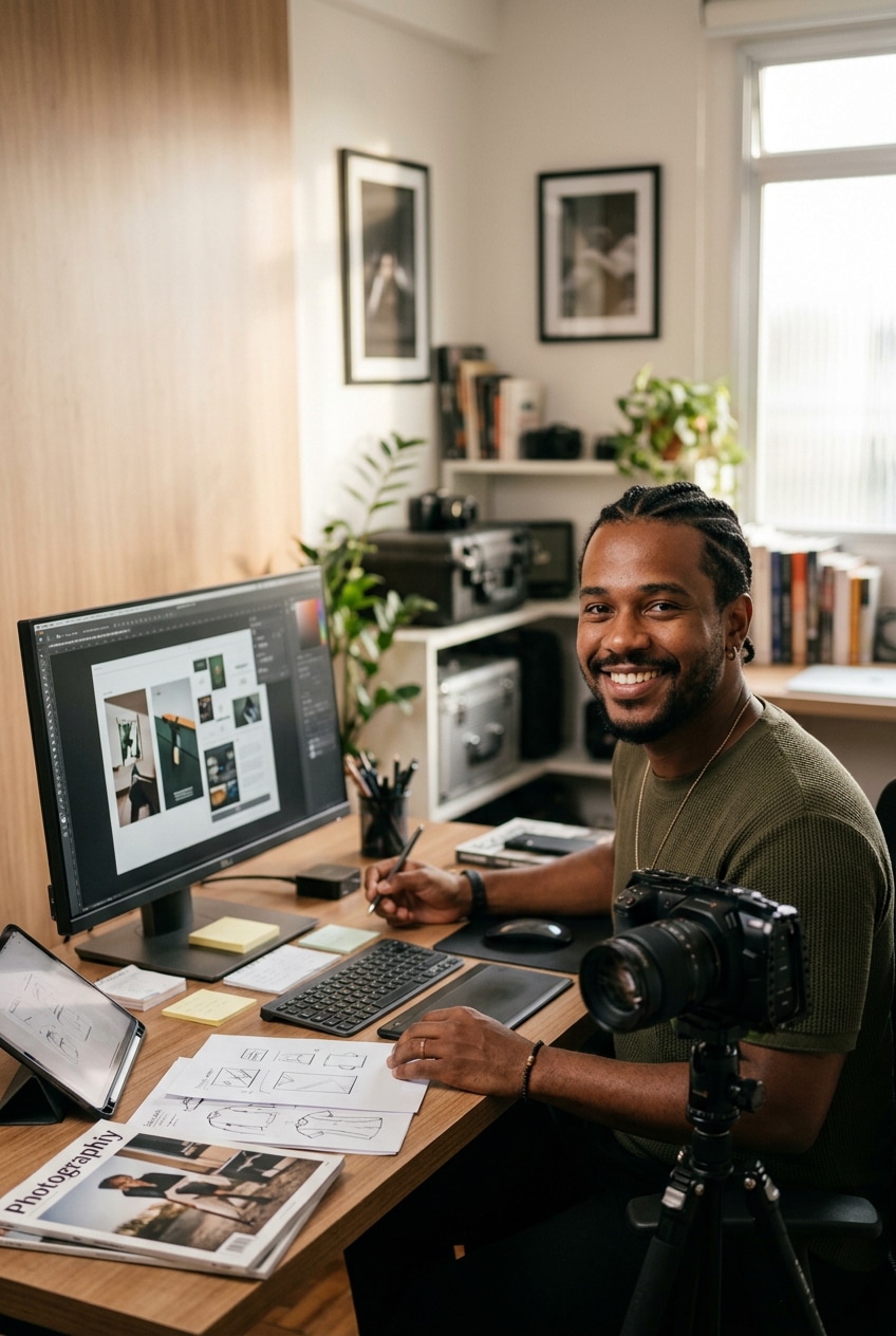 Design, fotografia, tradução e outros serviços profissionais