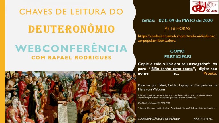 CEBI Uberlândia/MG: webconferência sobre o livro do Deuteronômio