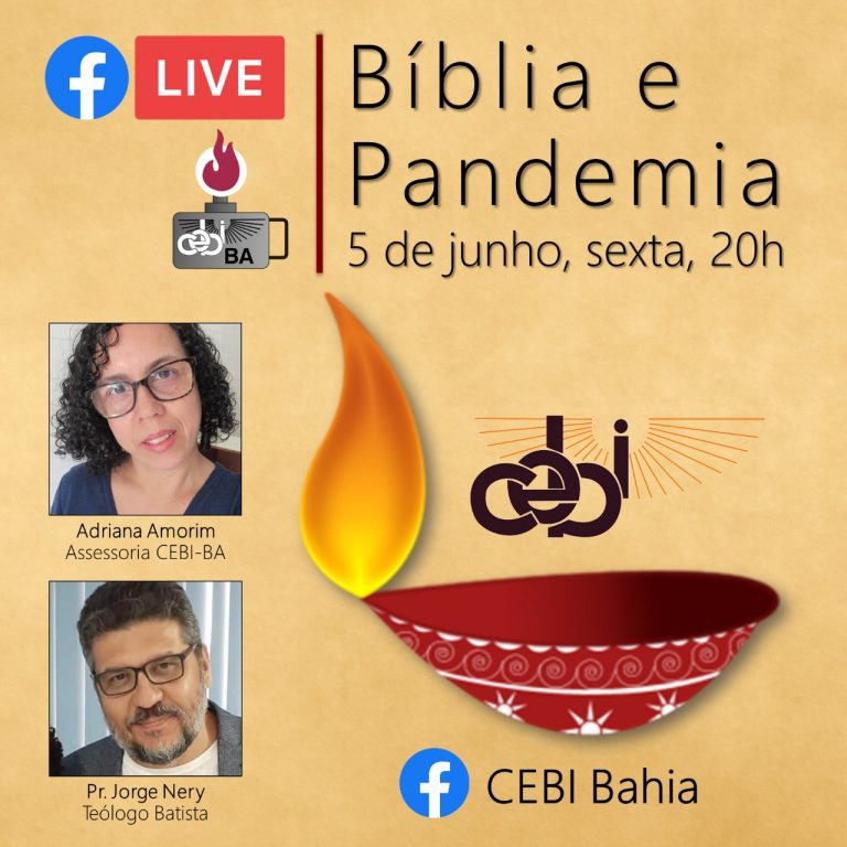 CEBI BAHIA realizará live nesta sexta sobre "Bíblia e Pandemia"