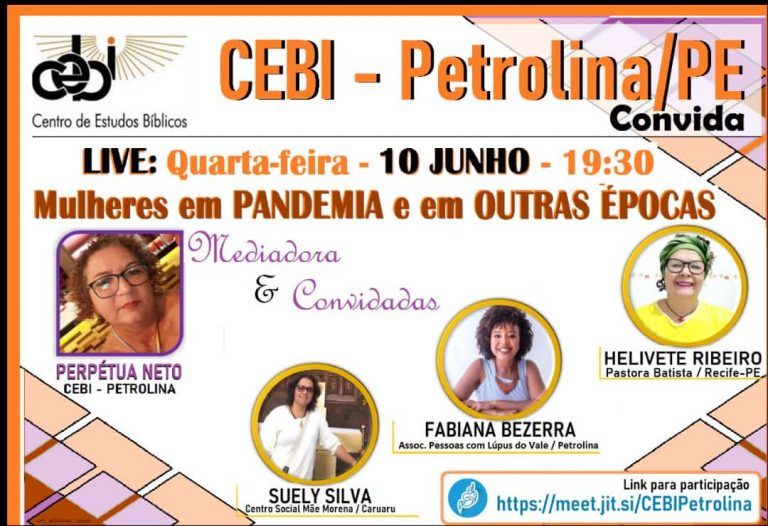 CEBI Petrolina promoverá live "Mulheres em pandemia e em outras épocas"