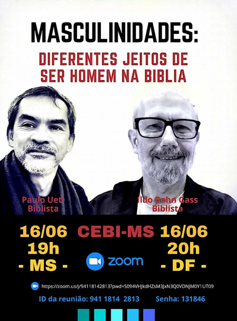 CEBI MS - realiza live sobre Masculinidades: diferentes jeitos de ser homem na Bíblia