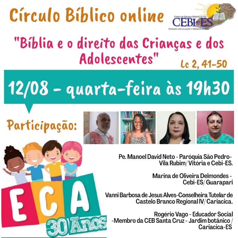 CEBI Espírito Santo faz live sobre o direito das crianças e adolescentes