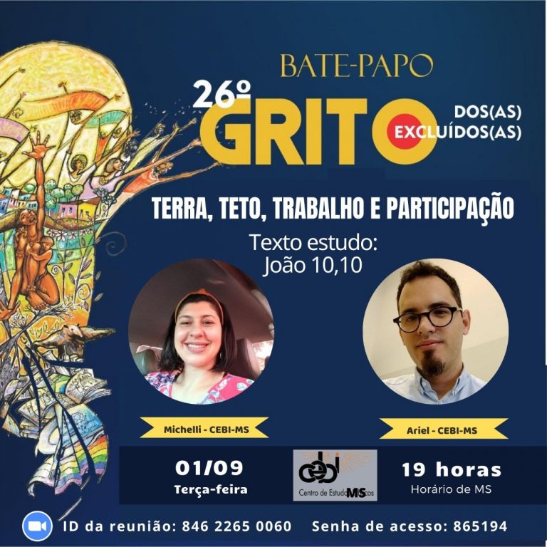 CEBI MS tem live  sobre o 26 ª Grito dos(as) Excluído(as)