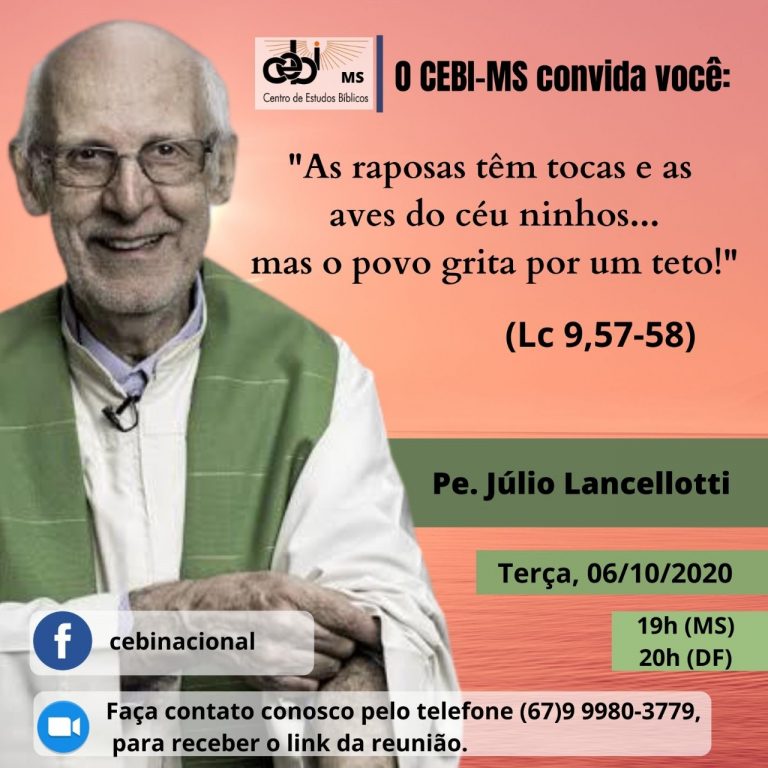 CEBI Mato Grosso tem Live com o Pe.Júlio Lancellotti
