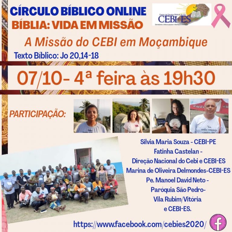 CEBI Espírito Santo realizará live sobre a missão do CEBI em Moçambique
