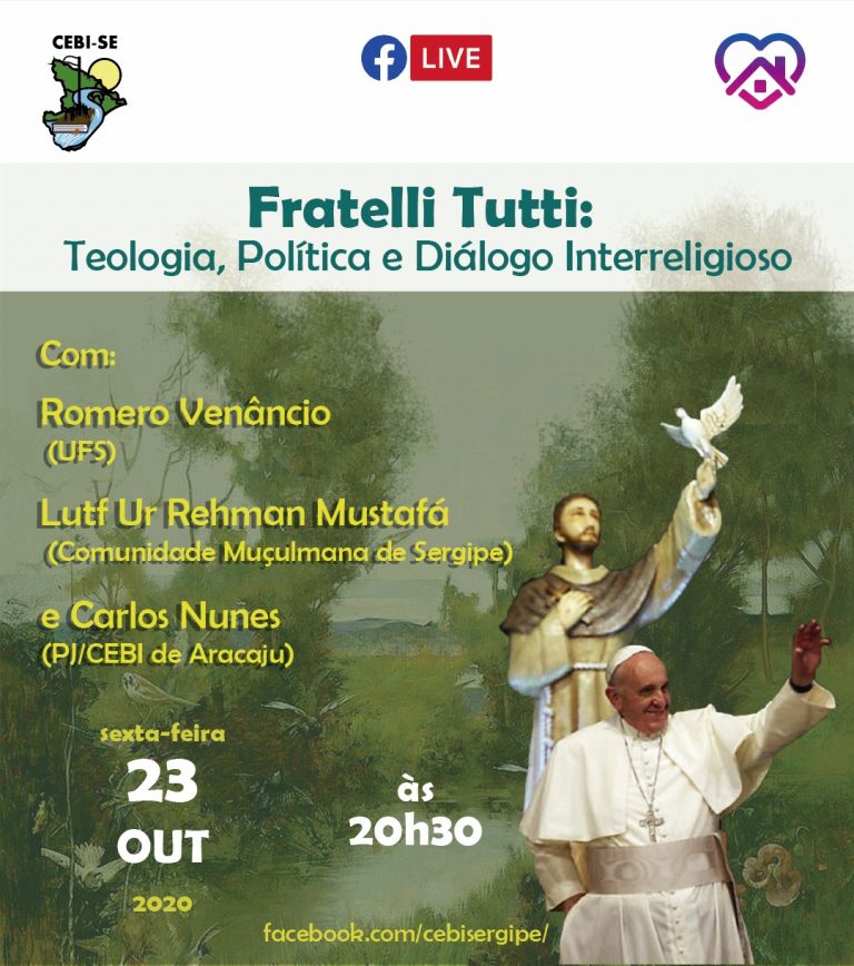 A nova encíclica Fratelli Tutti será tema de live do CEBI Sergipe