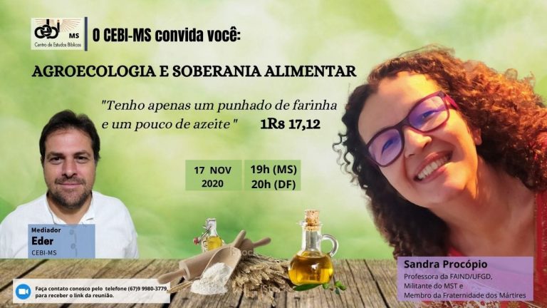 Agroecologia e soberania alimentar é tema de live do CEBI MS