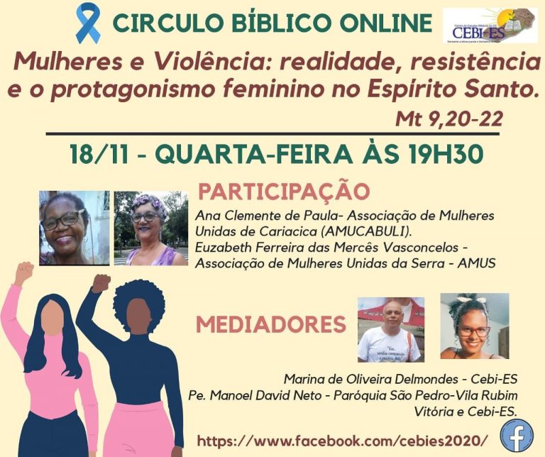 Violência contra a mulher é tema de live do  CEBI Espírito Santo