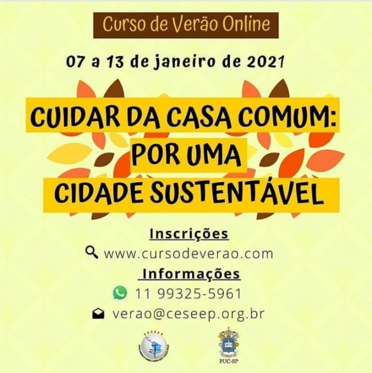 Curso de Verão - Cuidar da Casa Comum: por uma cidade sustentável