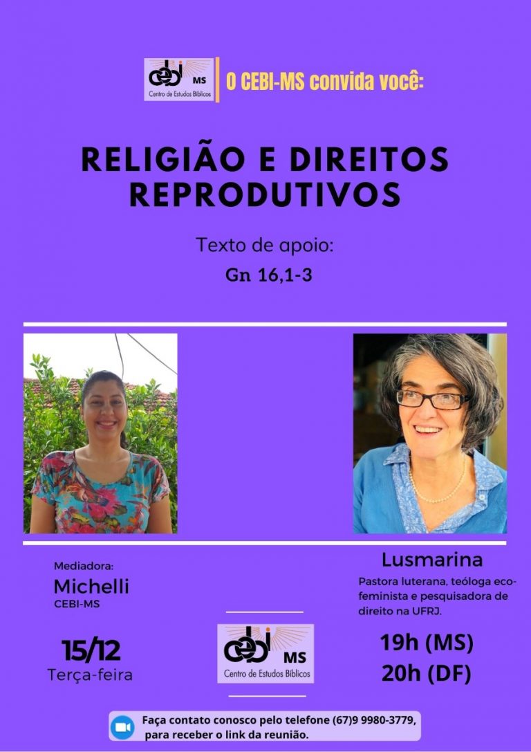 "Religião e Direito Reprodutivo " é tema do estudo do CEBI MS, nesta terça(15)