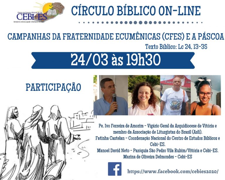 CÍRCULO BÍBLICO do CEBI ES refletirá sobre  "As Campanhas da Fraternidades Ecumênicas e a Páscoa"
