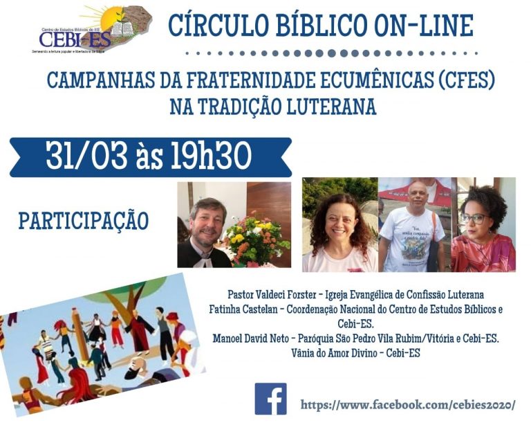 CEBI Espírito Santo- realiza nesta quarta feira seu Circulo Bíblico On-line