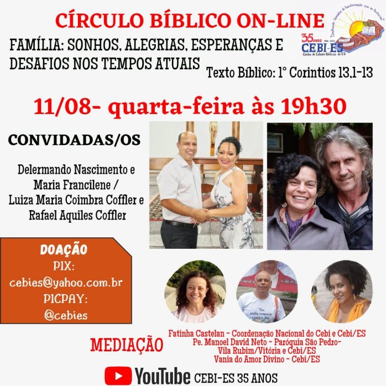 Circulo Bíblico do CEBI ES desta quarta (11) refletirá sobra os desafios atuais da família