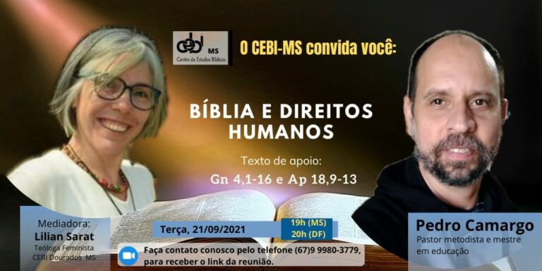 CEBI Mato Grosso do Sul promove encontro sobre Bíblia e Direitos Humanos, nesta terça, 21