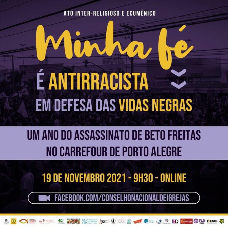 Ato Inter-Religioso: Minha Fé é Antirracista acontece amanhã, 19