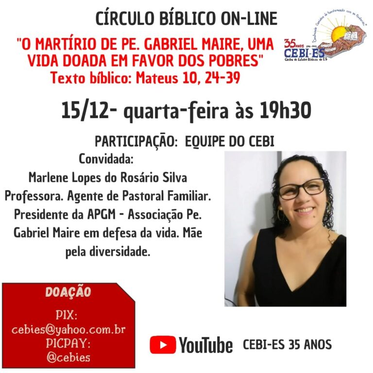 Padre Gabriel Maire será lembrado no Círculo Bíblico do CEBI ES
