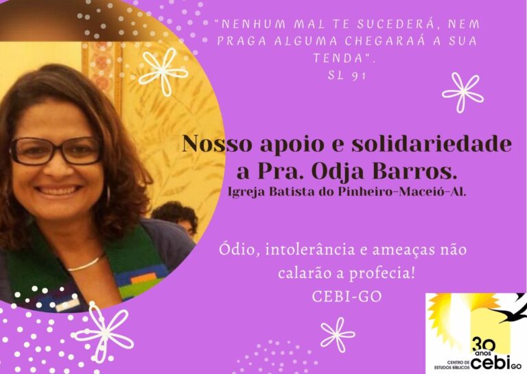 Comunicado do CEBI Goiás em apoio à Pastora Batista Odja Barros