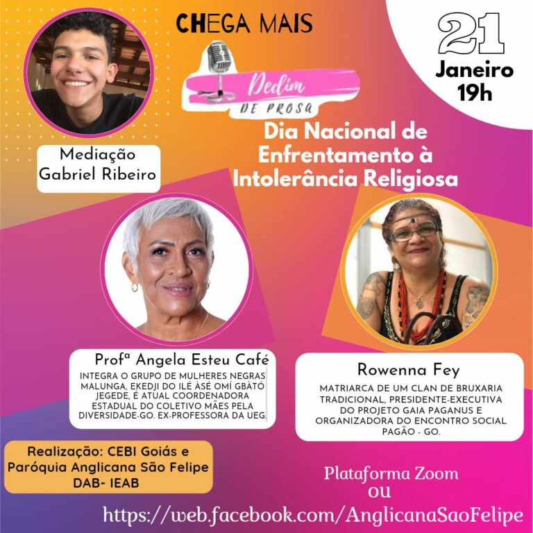 CEBI Goiás e Paróquia Anglicana São Felipe realizam HOJE, Live sobre intolerância religiosa