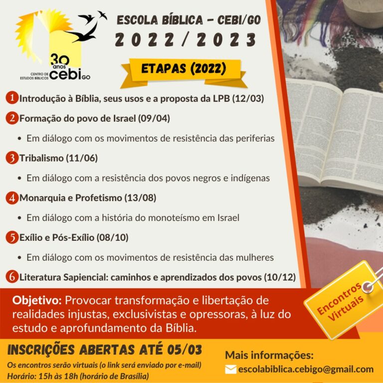 CEBI Goiás abre inscrições até o dia 3 de março para Escola Bíblica 2022/2023