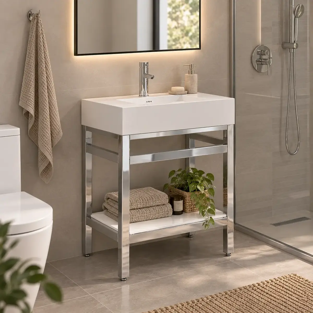 Mueble de Baño Reise a Piso 61 cm Cromado con Cubierta