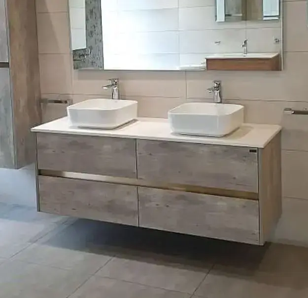 Mueble Suspendido Neu Doble Cemento 151 cm Incluye Lavamanos