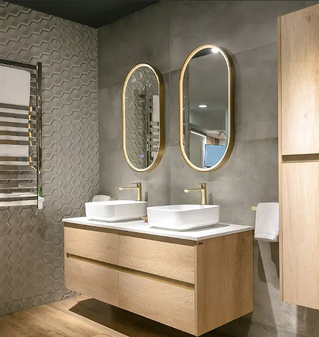 Mueble Suspendido Neu Doble Roble 151 cm Incluye Lavamanos