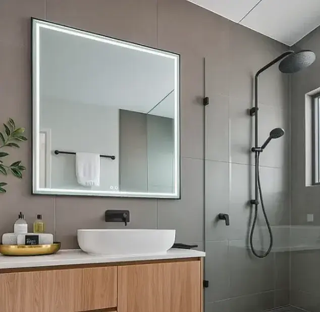 Espejo Rectangular Mark con Luz LED Marco Negro