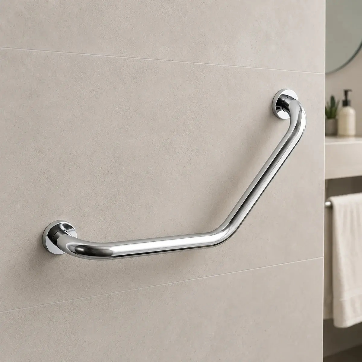 Barra de Apoyo Curva Cromada 44 cm