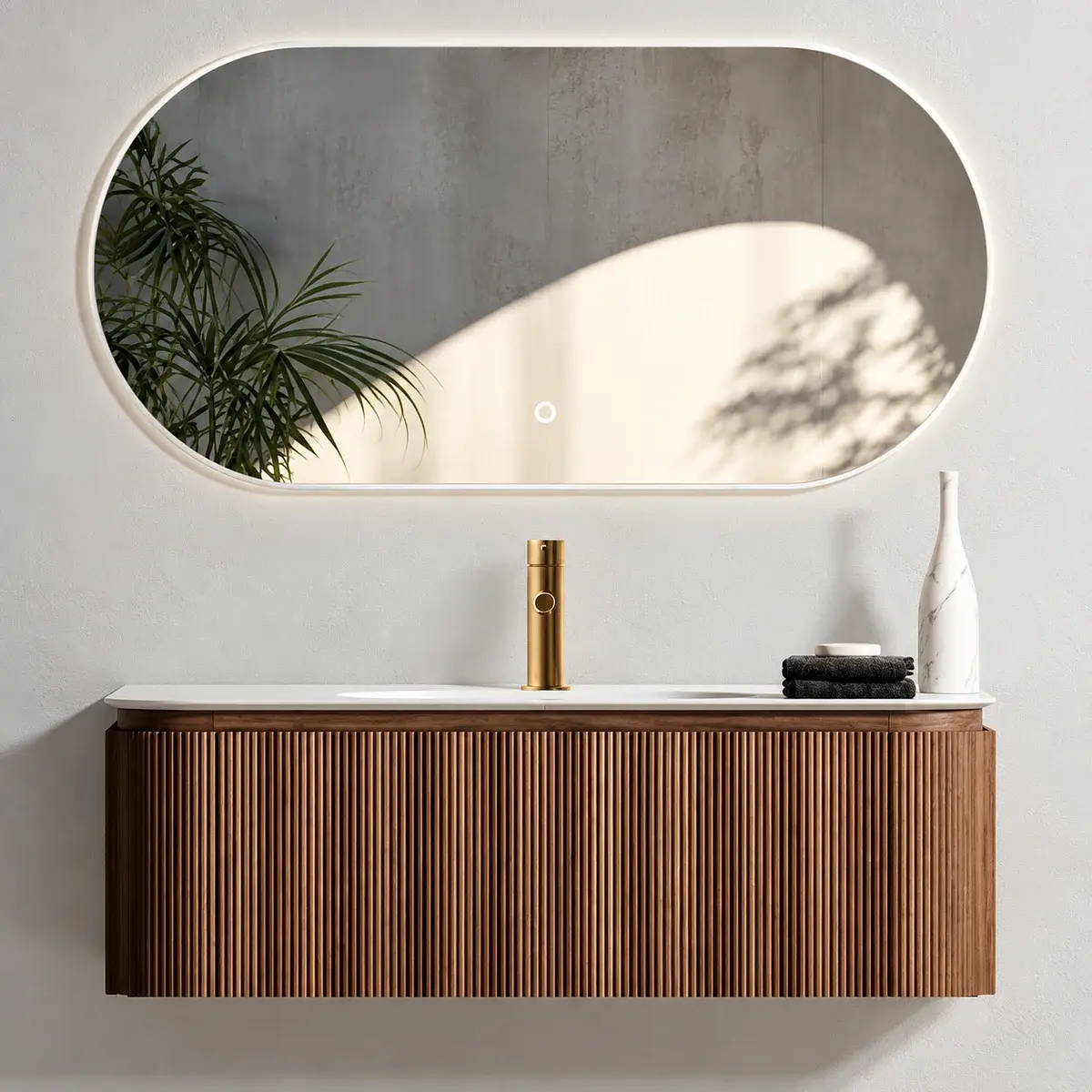 Mueble Suspendido Kalmit Nogal Incluye Lavamanos