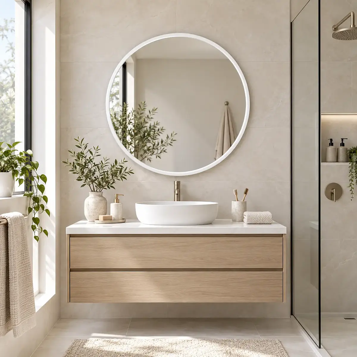 Espejo Mark Circular Blanco 80 cm