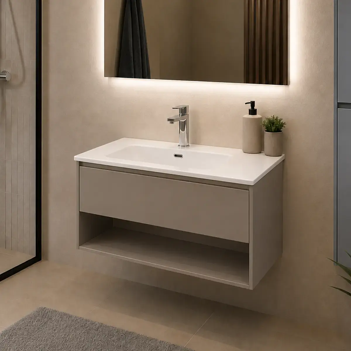 Mueble Suspendido Madison-N Incluye Lavamanos
