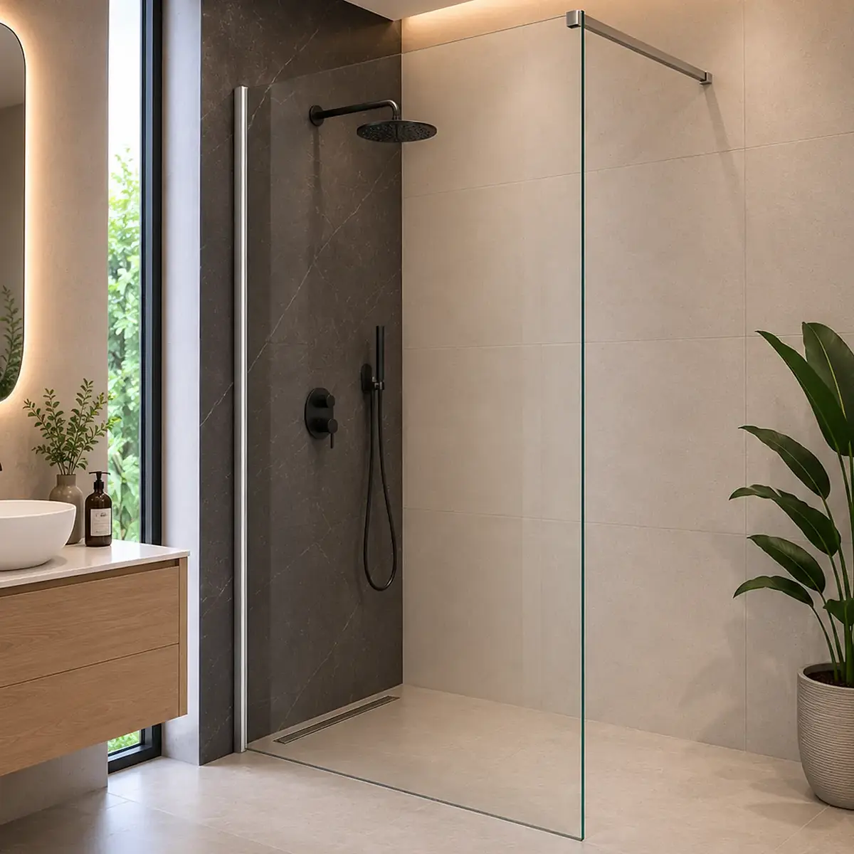 Mampara Ducha Fija Kristall Plata 110x200 cm
