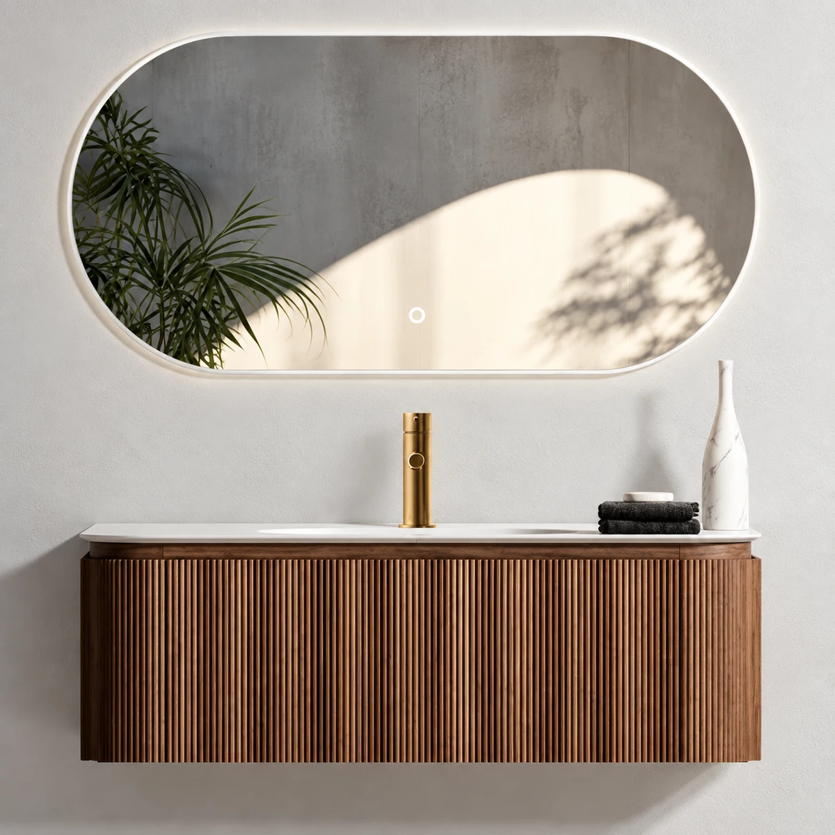 Mueble Suspendido Kalmit Nogal Incluye Lavamanos