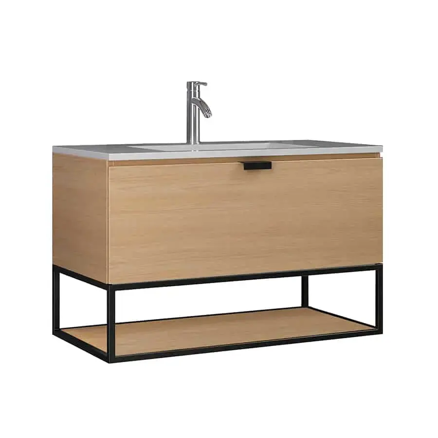 Mueble Suspendido Essenz Abedul 80 cm Incluye Lavamanos
