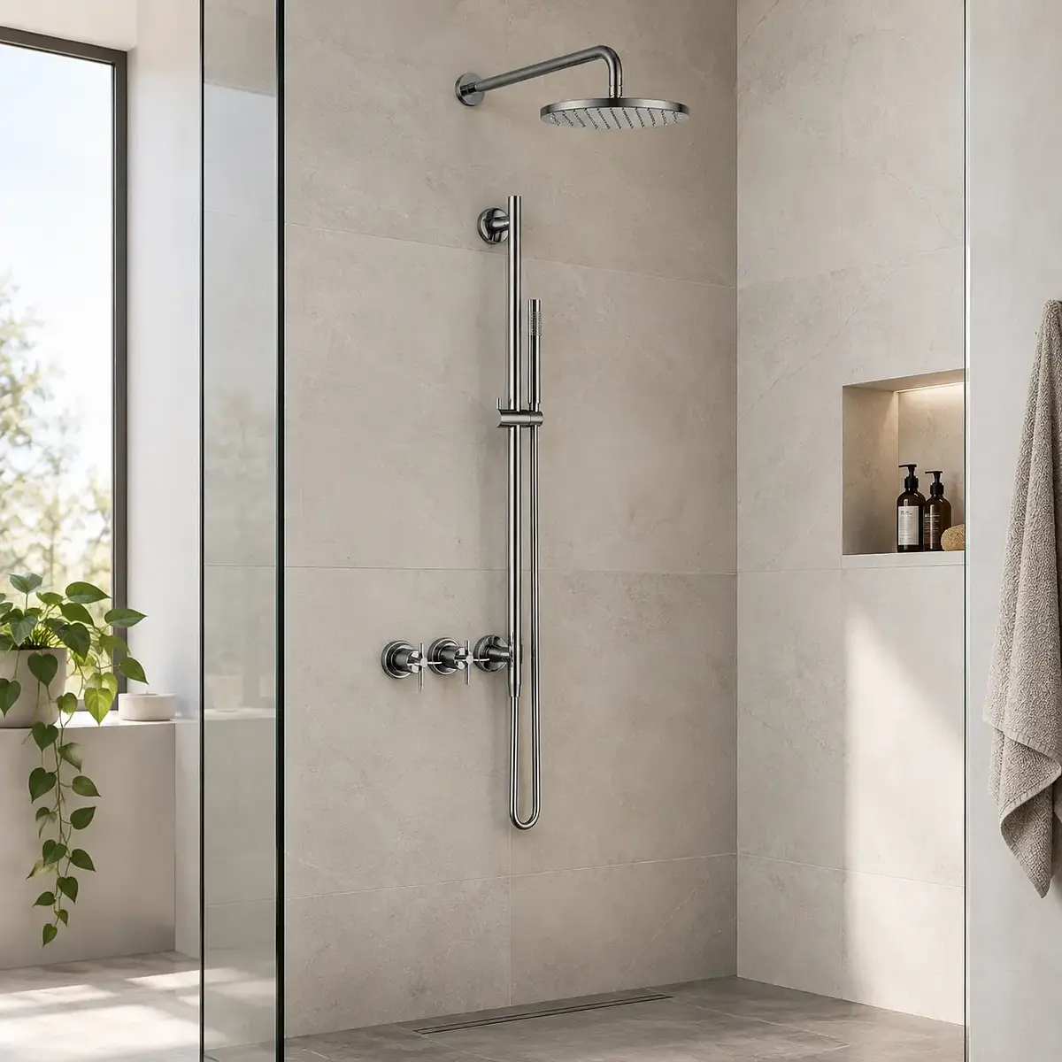 Columna de Ducha Bund Cromada con Rociador 25 cm