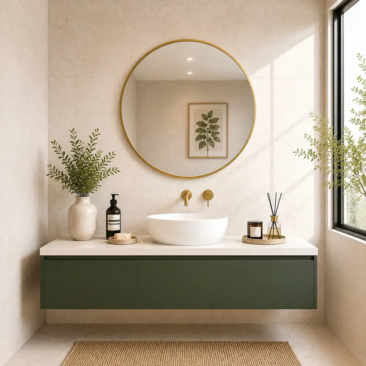 Espejo Mark Circular Brushed Brass 70 cm