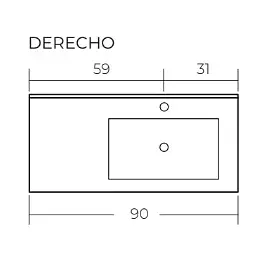 Lavamanos Sobre Mueble Lado Derecho New Heike 101x46 cm