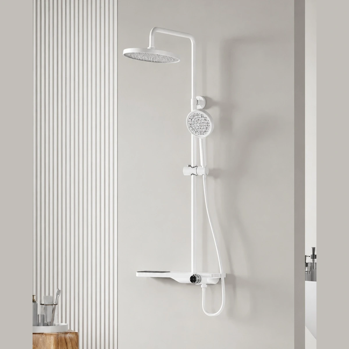 Columna Tina Ducha Genau con Repisa Blanco