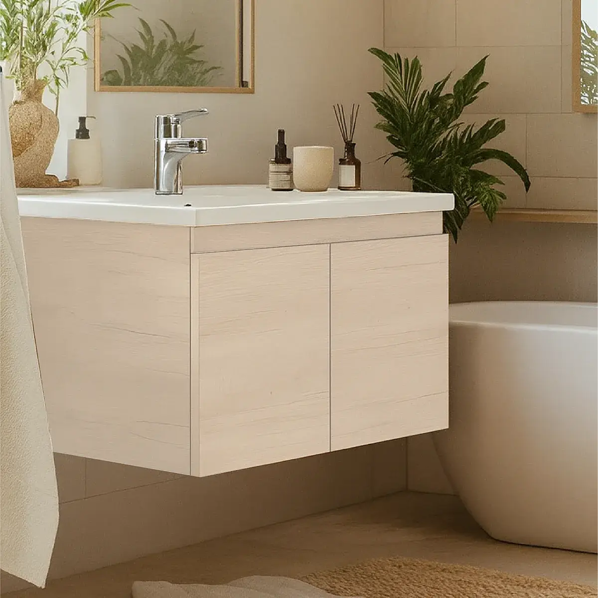 Mueble Suspendido Blank Albayalde Incluye Lavamanos