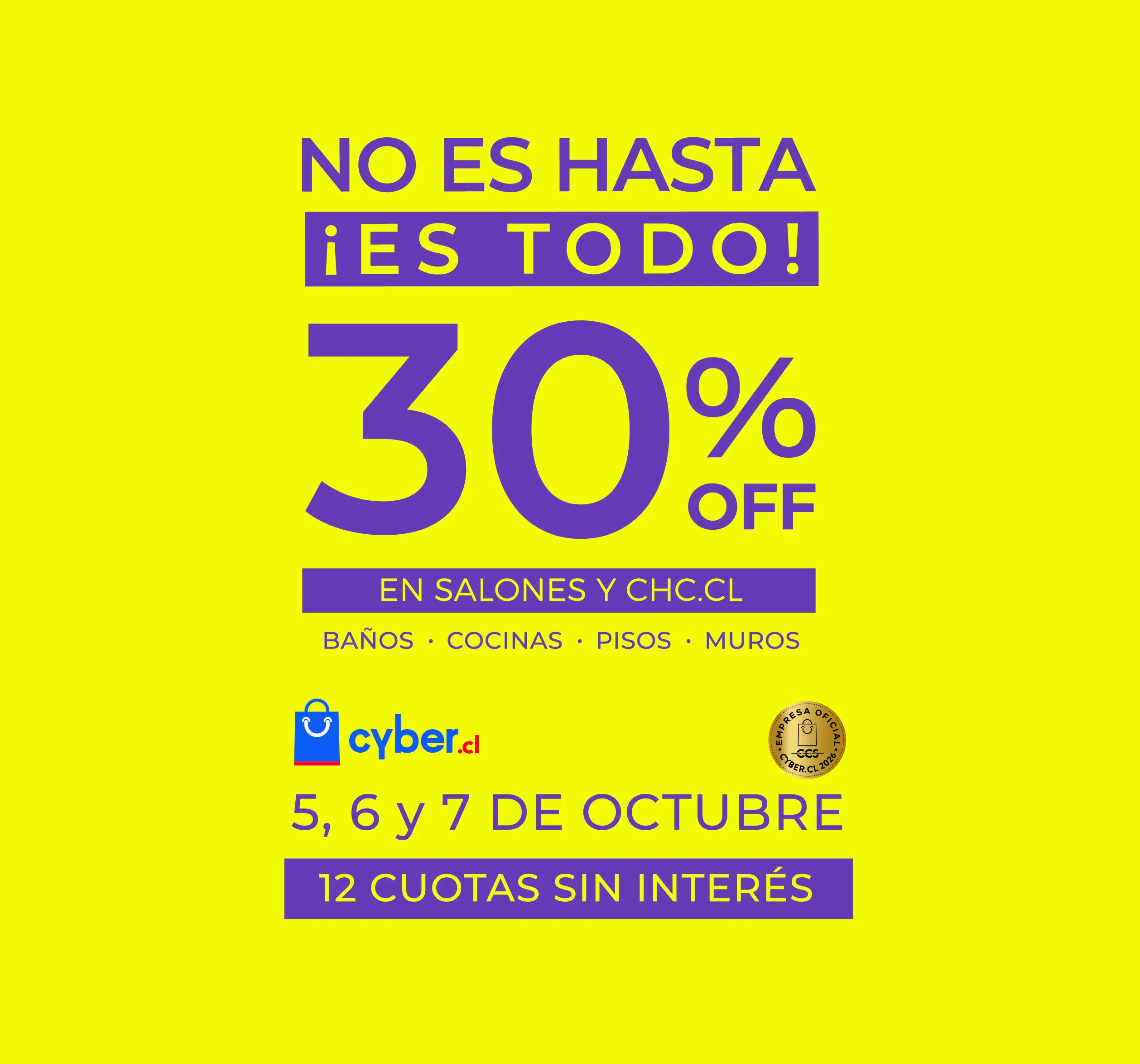 cyber chc 2026, baños mamparas, wc en oferta cyber. monday
