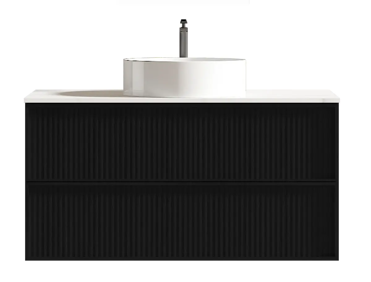 Mueble Suspendido Merkur Negro 100 Incluye Lavamanos